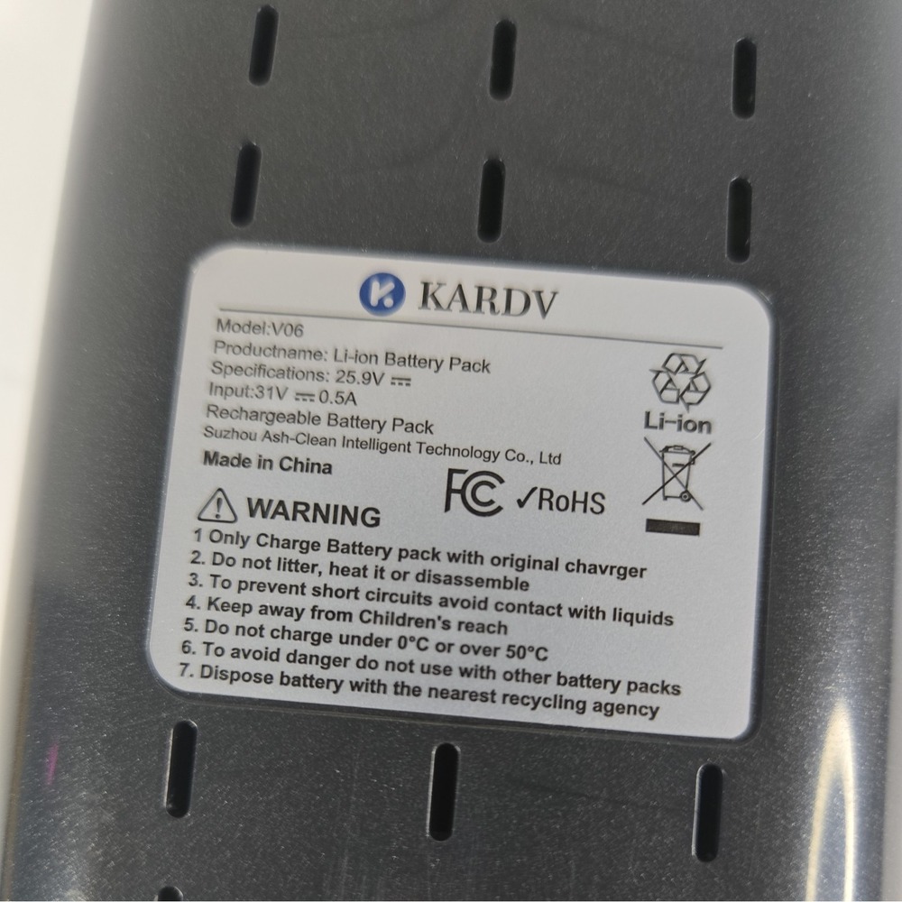 Kardv Rechargeable Battery For V06 Cordless Stick Vacuum Cleaner 25.9V Li-ion - Picture 4 of 5